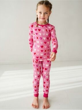 Little Sleepies Pink XOXO Two-Piece Bamboo Pajama Set 3T - See Flaws!